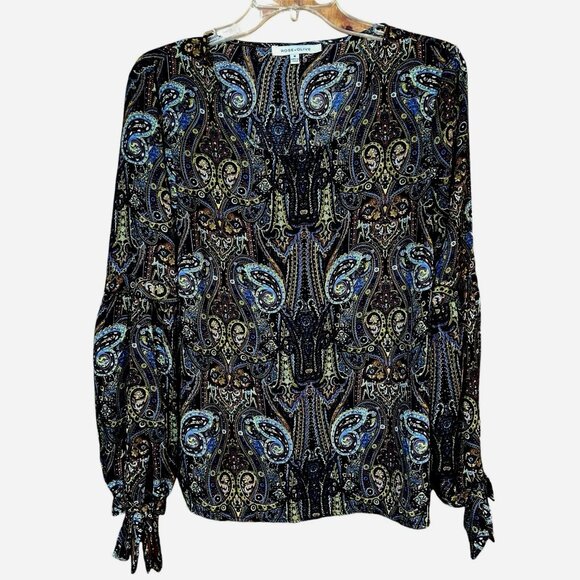 Rose & Olive Boho Chic Paisley Balloon Sleeve Blouse M Quiet Luxury Cottagecore - Picture 1 of 8